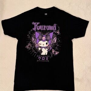 Ripple Junction Kuromi Sanrio Black Cotton Graphic T-Shirt Crew Neck Unisex Med